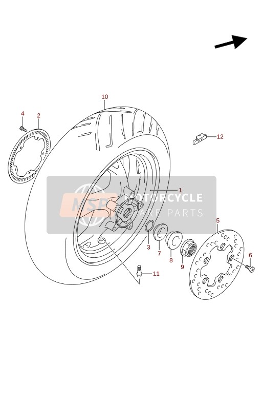 Suzuki AN400A 2022 Achterwiel voor een 2022 Suzuki AN400A